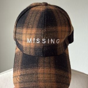 Plaid Stitched “Missing” Hat
